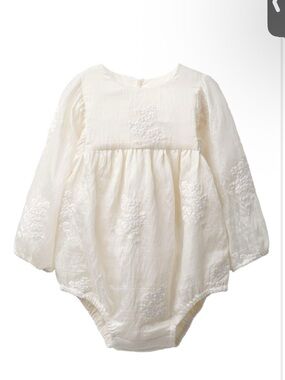 Zara Cream Embroidered Long-Sleeve Baby One-Piece